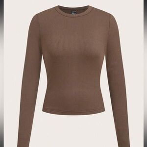 SHEIN Brown Long Sleeve Fitted Ribbed long sleeve size XS